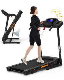 Foldable Treadmill with Incline, Folding Treadmill for Home Electric Treadmill Workout Running Machine, Handrail Controls Speed, Pulse Monitor,AP