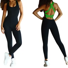 Women Sports YOGA Workout Gym Fitness Jumpsuit (Option: Green-XXL)