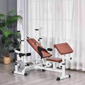 Multi-Exercise Full-Body Weight Rack with Bench Press (Option: White, Brown-1180x580x170 mm)