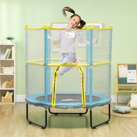 Trampoline for Kids with Safety Enclosure Net (Option: Light Blue-880x400x235 mm)