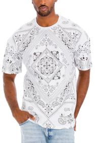 Weiv Mens Bandana Print TShirt (Color: WHITE BLACK, size: S)