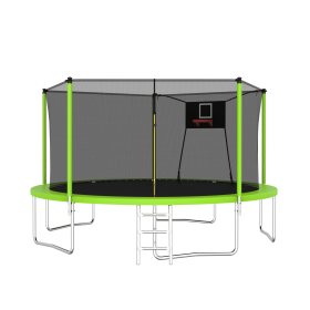 14FT Trampoline ,Sports Fitness Trampolines with Enclosure Net, Recreational Trampolines for Outdoor Indoor (Color: as Pic)