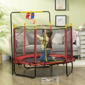 Kids Trampoline with Net (Option: Red-950x315x205 mm)